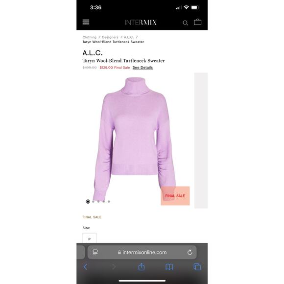 A.L.C. Taryn Sweater in Deep Lilac Size XS - Picture 6 of 7